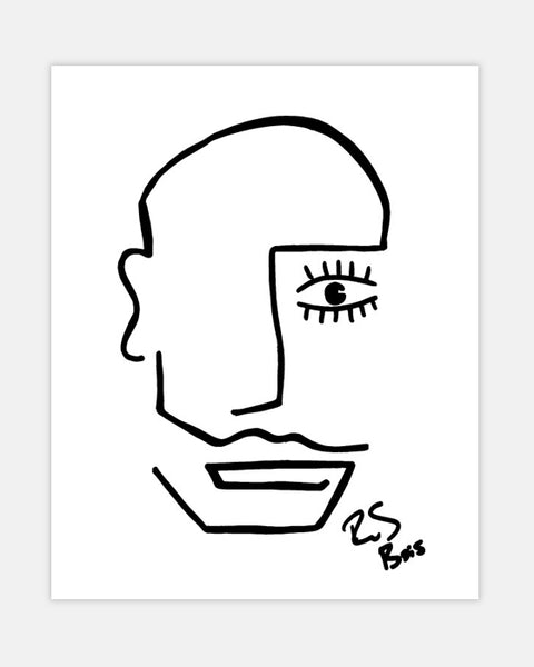 Minimalist Abstract One-Eyed Face Line Art