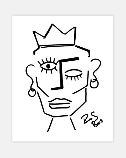 Minimalist Drawing Reproduction - Crowned Abstract Face