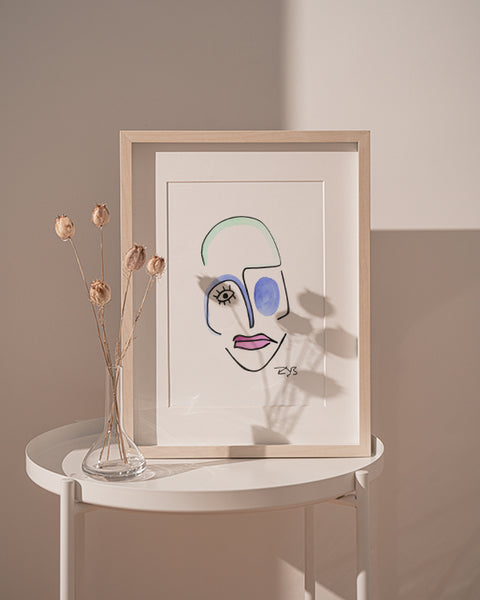 Abstract Face Art Print in Watercolors