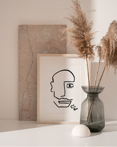 Minimalist Abstract One-Eyed Face Line Art