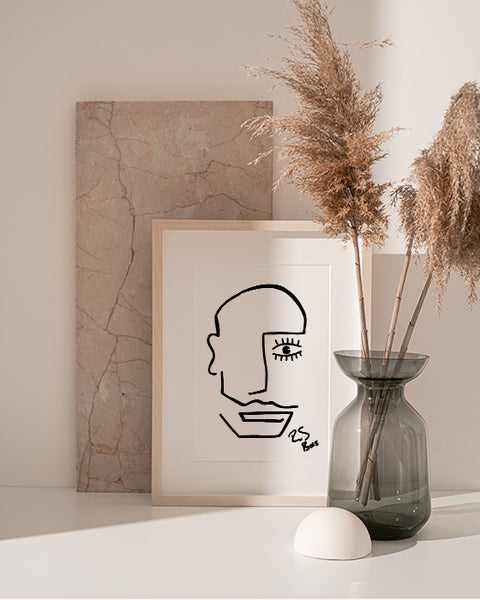 Minimalist Abstract One-Eyed Face Line Art