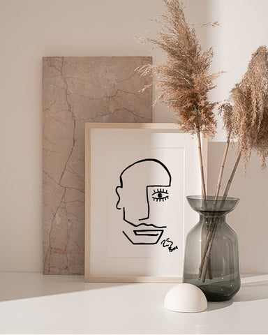 Minimalist Abstract One-Eyed Face Line Art