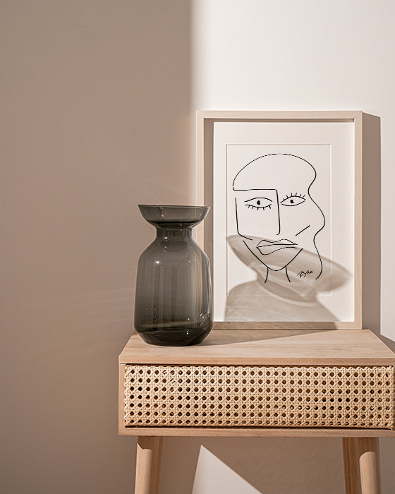 Minimalist Drawing Reproduction - Asymmetrical Abstract Face