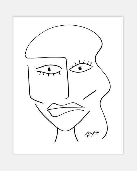 Minimalist Drawing Reproduction - Asymmetrical Abstract Face