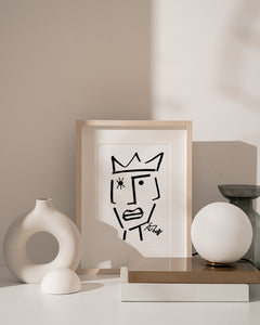 Minimalist Drawing Reproduction - Crowned Abstract Face