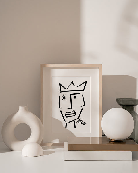 Minimalist Drawing Reproduction - Crowned Abstract Face
