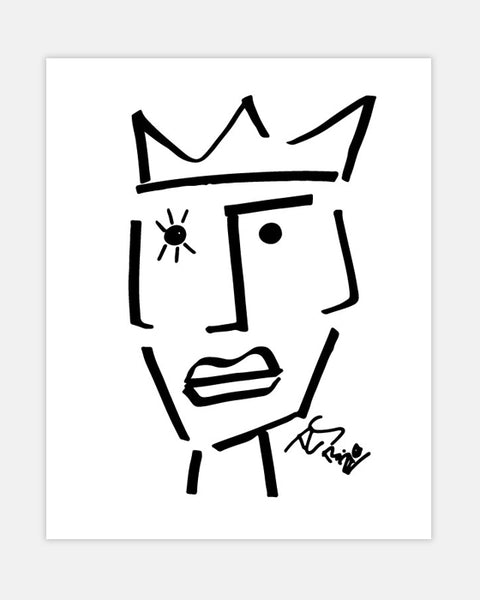 Minimalist Drawing Reproduction - Crowned Abstract Face