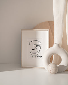 Minimalist Drawing Reproduction - Geometric Abstract Face