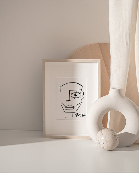 Minimalist Drawing Reproduction - Geometric Abstract Face
