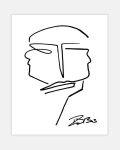 Minimalist Line Drawing Reproduction - Abstract Face with Continuous Lines